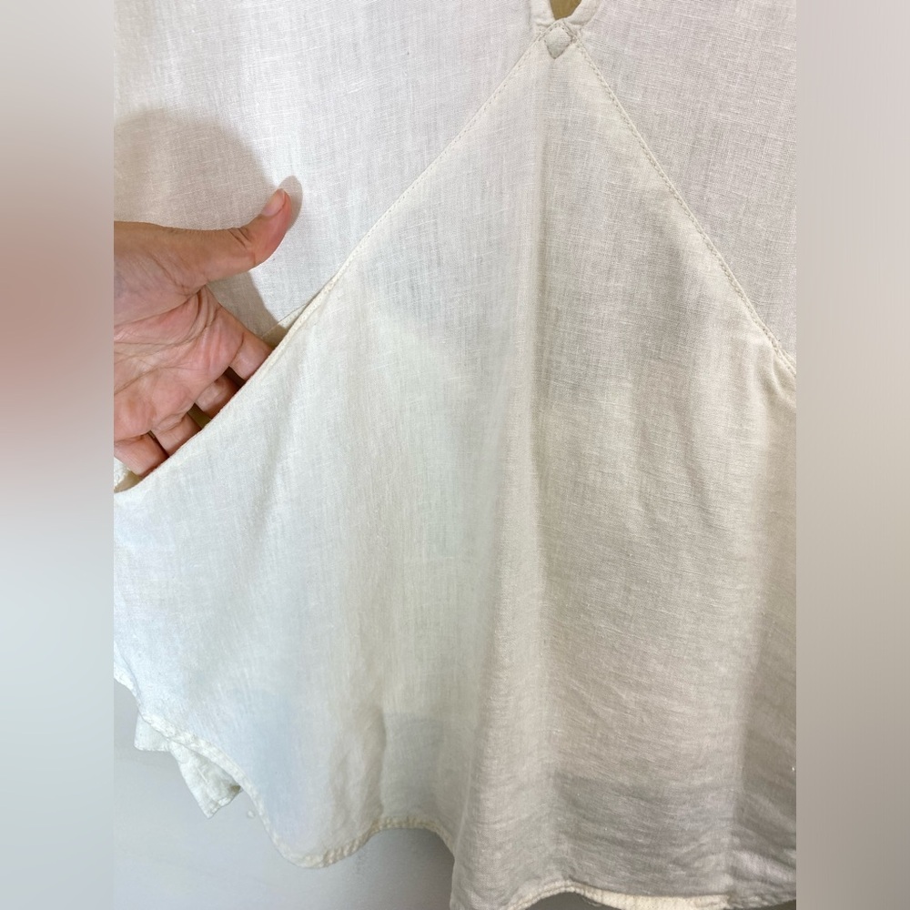 FREE PEOPLE Boho Linen Just Cruisin Pullover Blouse V-Neck in Ivory Size XS - Picture 7 of 13
